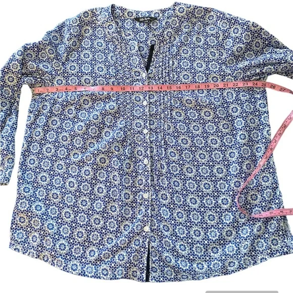 Ulla Popken blue and white patterned blouse. Size 16/18 cotton. Great condition - Picture 6 of 9